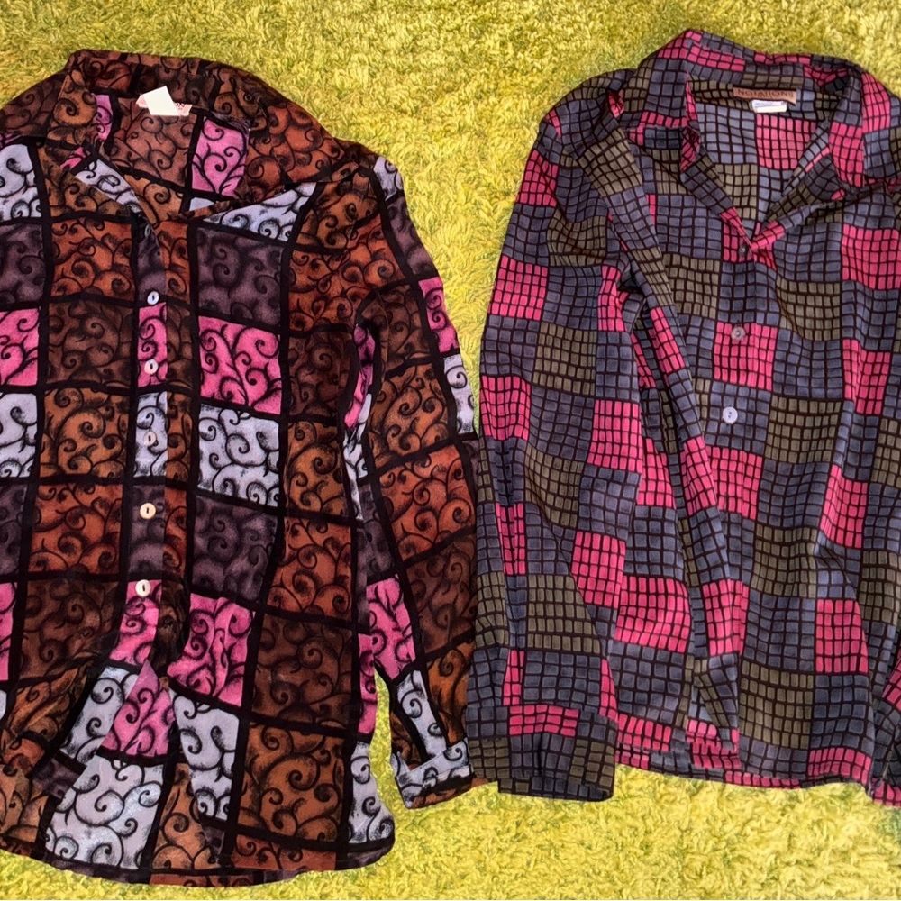 Vintage Patterned Whimsigoth Vintage Button Shirts (2)
